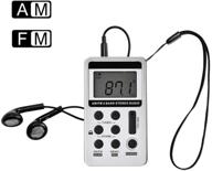 📻 allomn silver am fm pocket radio - portable digital tuning stereo radio with rechargeable battery, lcd display, earphone - ideal for walking logo
