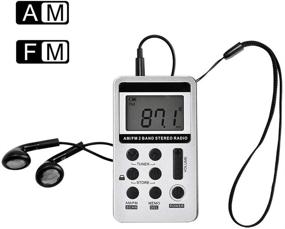 img 4 attached to 📻 ALLOMN Silver AM FM Pocket Radio - Portable Digital Tuning Stereo Radio with Rechargeable Battery, LCD Display, Earphone - Ideal for Walking