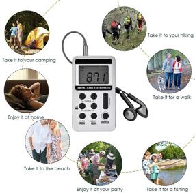 img 3 attached to 📻 ALLOMN Silver AM FM Pocket Radio - Portable Digital Tuning Stereo Radio with Rechargeable Battery, LCD Display, Earphone - Ideal for Walking
