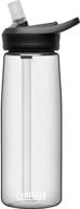 💧 bpa free water bottle, 25 oz, clear, .75l by camelbak eddy+ logo