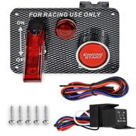 🚗 quwei carbon fiber racing car ignition switch panel with engine start push button, 12v, red led toggle logo