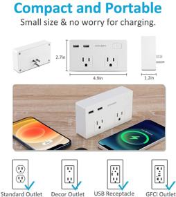 img 1 attached to 🔌 Powerful USB Wall Charger Surge Protector with 2 Outlets, 2 USB Charging Ports (3.1A Total) - Perfect for Home, Travel, Office