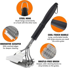 img 3 attached to 🔥 GadgetWiz Grill Brush: Bristle-Free & Scraper - The Safest BBQ Brush for Grill Cleaning - Non-Wire Stainless Steel Grill Cleaner - Best BBQ Accessories Scrubber for Porcelain/Gas Grates