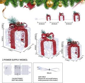 img 3 attached to BOMMETER Set of 3 Lighted Gift Boxes Christmas Decorations, Pre-lit 60 LED Christmas Tree Skirt Ornament, Indoor Outdoor for Christmas Tree, Yard, Home, Holiday Decorations (White)