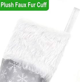 img 1 attached to Senneny Christmas Stockings 4 Pack: 18-inch Grey and White Snowflake with Plush Fur Cuff - Perfect Family Holiday Decorations!