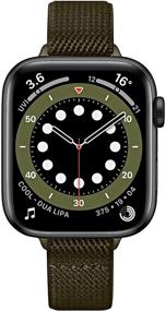 img 1 attached to 💚 SICCIDEN Slim Stretchy Bands: Army Green/Black Apple Watch Band 41mm 40mm 38mm - Women's Elastic Nylon Thin Strap for iWatch SE Series 7 6 5 4 3 2 1