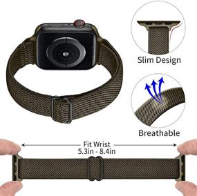img 2 attached to 💚 SICCIDEN Slim Stretchy Bands: Army Green/Black Apple Watch Band 41mm 40mm 38mm - Women's Elastic Nylon Thin Strap for iWatch SE Series 7 6 5 4 3 2 1
