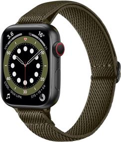 img 3 attached to 💚 SICCIDEN Slim Stretchy Bands: Army Green/Black Apple Watch Band 41mm 40mm 38mm - Women's Elastic Nylon Thin Strap for iWatch SE Series 7 6 5 4 3 2 1