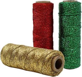 img 4 attached to Just Artifacts 3pcs Christmas Assorted Metallic Bakers Twine: Red, Kelly Green, Gold - 55-Yards, 11Ply