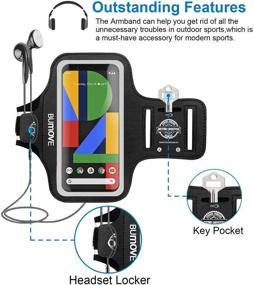 img 3 attached to 🏋️ Gym Running Workouts Sports Armband for Google Pixel 4XL/3aXL/3XL/2XL - BUMOVE Phone Arm Band with Key/Card Holder (Black)