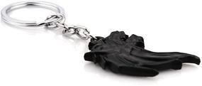 img 2 attached to 🐺 Кульный значок-эмблема с изображением волчьей головы для автомобиля - брелок с 3D плашкой для ключей в подарок для автомобиля (черный брелок)