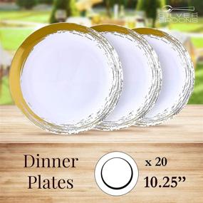 img 1 attached to 20 pc Heavy Duty Plastic Disposable Dinner Plates, Elegant Fine China Look with Brushed Gold Finish - 10.25”