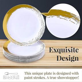 img 2 attached to 20 pc Heavy Duty Plastic Disposable Dinner Plates, Elegant Fine China Look with Brushed Gold Finish - 10.25”