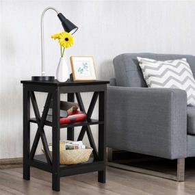 img 3 attached to 🛋️ VECELO Sofa Side/End Shelf: Versatile Nightstand Lamp Table for Living Room and Bedroom, Easy Assembly - Black Furniture