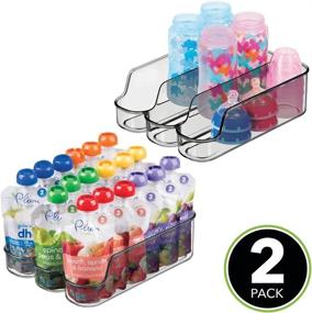 img 3 attached to mDesign Small Plastic Kitchen Storage Divided Bin for Children's Supplies - 3 Compartments to Organize Baby Food Jars, Pouches, Bottles, Sippy Cups, Cans, Pacifiers, Shampoo - 2 Pack - Smoke Gray, Ideal for Enhanced SEO