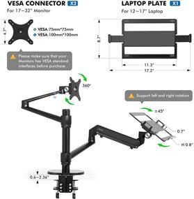 img 2 attached to 🖥️ Viozon Двойной монитор и держатель для ноутбука, регулируемый 2-в-1 кронштейн для стола с лотком для ноутбука для ноутбука 12-17 ", одиночный кронштейн для монитора 17-32" (3L-Pro-b)