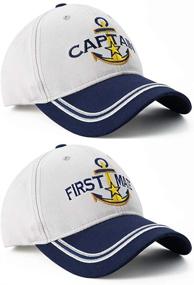 img 3 attached to Set Sail in Style with Captain Hat & First Mate Matching Baseball Caps - Perfect for Boating and Nautical Adventures!