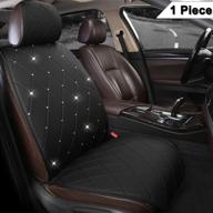 🖤 stylish black panther pu leather car seat cover with sparkling rhinestones - perfect for women and girls, fits 95% of cars logo