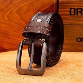 img 3 attached to HOLMANSE Italian Leather Belts with Stylish Contrast Stitching - Premium Men's Accessories