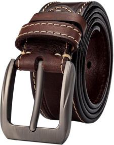 img 4 attached to HOLMANSE Italian Leather Belts with Stylish Contrast Stitching - Premium Men's Accessories