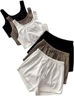 shein 6 piece crop tank top and elastic waist shorts set for women - perfect outfit for every occasion! logo