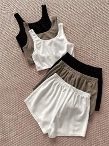 img 3 attached to SheIn 6 Piece Crop Tank Top and Elastic Waist Shorts Set for Women - Perfect Outfit for Every Occasion!