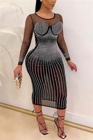 img 2 attached to 💎 WOKANSE Rhinestone Embellished Bodycon Clubwear Apparel for Women