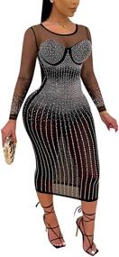 img 4 attached to 💎 WOKANSE Rhinestone Embellished Bodycon Clubwear Apparel for Women