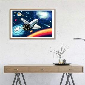 img 2 attached to 🚀 Spaceships & Astronauts Diamond Painting Kit - Full Drill, Ginfonr Crafts Rhinestone Paint with Diamonds Set for Space Arts Decorations (12x16inch, 2 Pack)