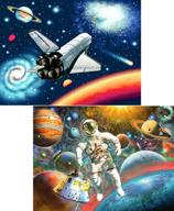 🚀 spaceships & astronauts diamond painting kit - full drill, ginfonr crafts rhinestone paint with diamonds set for space arts decorations (12x16inch, 2 pack) logo