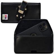 🐢 turtleback belt case - iphone 13 pro max / 12 pro max - black leather holster | heavy duty rotating belt clip logo