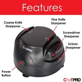 img 3 attached to 🔪 ChefPRO 3-In-1 Electric Knife Sharpener: Ideal for Kitchen and Sport Knives, Scissors, Screwdrivers | 2-Stage Sharpening System, Compact & Easy Design with Retractable Cord | Black