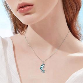 img 3 attached to 925 Sterling Silver Dolphin Necklace Pendant with Blue Crystal - Beach Themed Dolphin Jewelry - Ideal Gifts for Women, Girls, Mom, Girlfriend - Birthday, Christmas - TOUPOP Dolphin Gifts