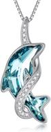 925 sterling silver dolphin necklace pendant with blue crystal - beach themed dolphin jewelry - ideal gifts for women, girls, mom, girlfriend - birthday, christmas - toupop dolphin gifts logo