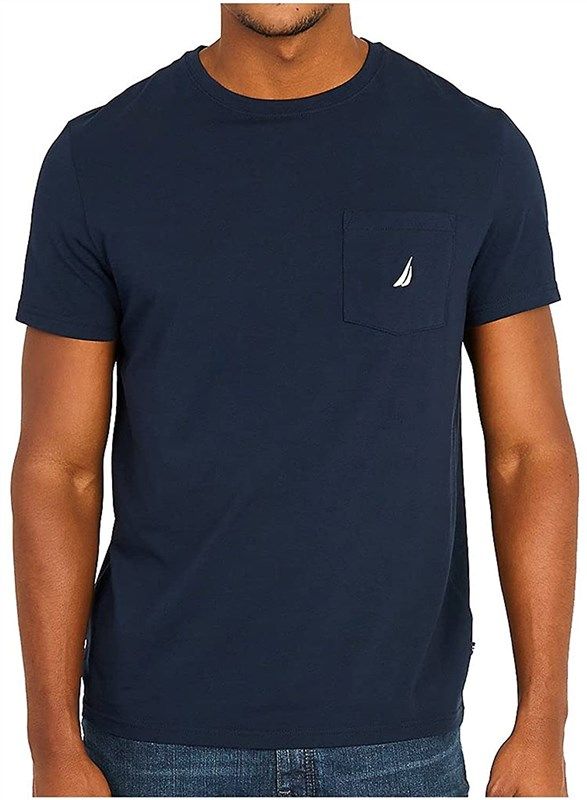 nautica solid sleeve pocket t shirt men's clothing 로고