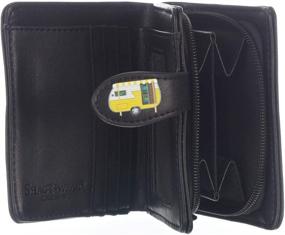 img 2 attached to Happy Campers Black Faux Leather Coin Purse Bifold Wallet for Women - Small Size, Zip Closure, ID Window, Multi-card Slots