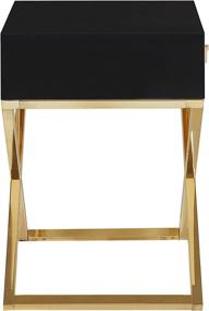 img 1 attached to 🌃 Ithaca Nightstand Side Table with Self-Closing Drawer, Lacquer X Base in Brass Finish Stainless Steel, Modern Contemporary Design, Black