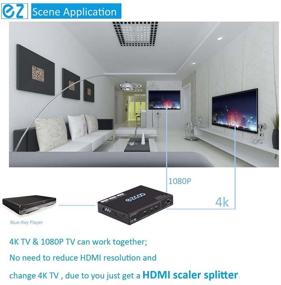 img 1 attached to 🔌 HDMI Splitter 1x2 4K 60Hz 4:4:4 HDR Atmos 1080P 120Hz CEC SPDIF 5.1ch Audio Extractor - Ultimate HDMI Down Scaler 4K 1080P Sync - Firmware Upgrade HDMI2.0 Splitter 1 in 2 Out HDCP2.2 18Gbps for PS5, Slim SP12