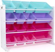 humble crew extra-large toy organizer with 16 🧸 storage bins - white/blue/pink/purple: the perfect solution for organizing toys logo