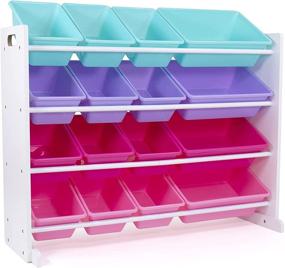 img 4 attached to Humble Crew Extra-Large Toy Organizer with 16 🧸 Storage Bins - White/Blue/Pink/Purple: The Perfect Solution for Organizing Toys