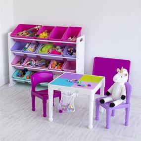 img 1 attached to Humble Crew Extra-Large Toy Organizer with 16 🧸 Storage Bins - White/Blue/Pink/Purple: The Perfect Solution for Organizing Toys