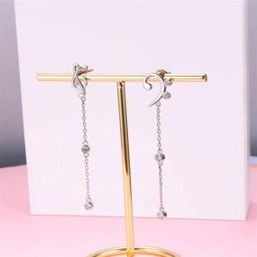 img 2 attached to S925 Sterling Silver Dangle Earrings: Evil Eye, Moon, Stars, Ankh Cross, Geometric Heart, Musical Note, Spiral Ribbon Earrings - Perfect for Women and Girls