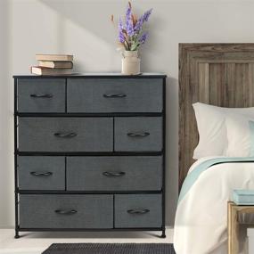 img 1 attached to 🗄️ Sorbus 8-Drawer Dresser - Furniture Storage Chest Tower for Bedroom, Hallway, Closet, Office Organization - Steel Frame, Wood Top, Easy Pull Fabric Bins (Black)