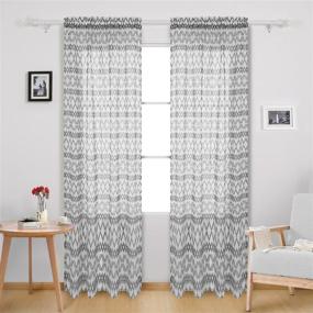 img 3 attached to Deconovo Printed Rhombic Pattern Curtains