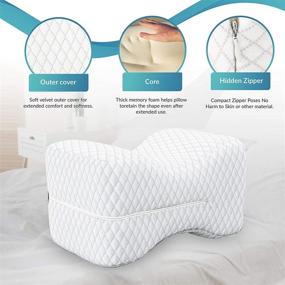 img 2 attached to 🔸 MODVEL Orthopedic Knee Pillow - Memory Foam Cushion for Hip, Sciatica, and Lower Back Pain Relief - Provides Support and Comfort (MV-104) - White