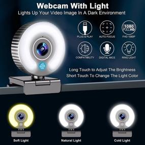 img 3 attached to 🎥 1080P FHD Streaming Webcam with Light Ring, Microphone for Desktop Computer, PC, Mac, Laptop, Macbook Pro – Gaming Webcams USB for Streaming Twitch, Xbox One, Webex, Zoom, Skype, Mixer, YouTube