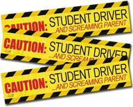 🚗 zento deals funny caution student driver and screaming parent car magnet - new driver magnet 12" x 3" (3 pack) logo