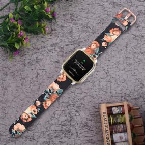 img 2 attached to 🌸 ViCRiOR Bands: Fadeless Pattern Printed Floral Replacement for Garmin Venu, Venu SQ Music - Soft Silicone, Quick Release Compatible
