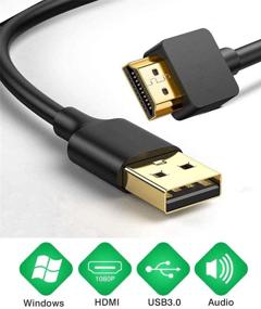 img 1 attached to 🔌 High-Definition USB to HDMI Adapter Cable for Mac iOS Windows 10/8/7/Vista/XP - USB 3.0 Male to HDMI for 1080P Monitor Display, Audio & Video Converter Cord