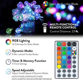 img 1 attached to 2 Pack 39FT (78FT Total) RGB Globe String Lights with Crystal Ball, Color Changing Fairy Lights with 120 LEDs, Remote Control Christmas Lights for Indoor Outdoor Decor, Patio Yard Home